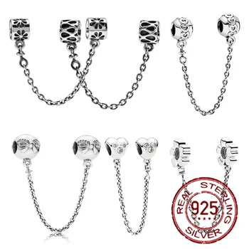6 Stiluri de Argint 925 Poziționarea Lanțului Legăna Fix Farmec se potrivesc Femei Brățară Pandora Bijuterii DIY Cadou de Ziua Mamei