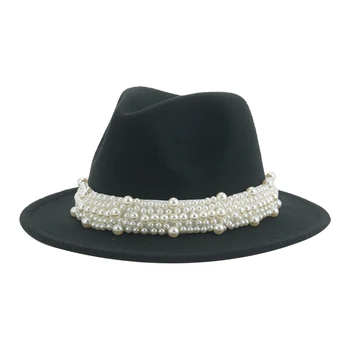 Fedoras Copii Pălărie Fată Băieți Copil Pălării pentru Femei Solide Perla Trupa de Lux Rochie de 52cm Copil Mic de Iarnă Pălării Sombrero De Mujer