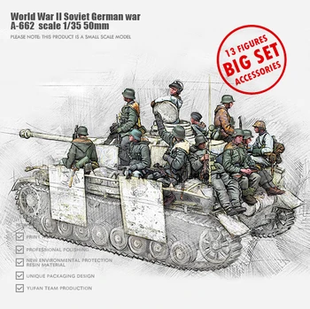1/35 Rășină soldat model kituri figura DIY auto-asamblate (13 soldați fără tancuri )O-662