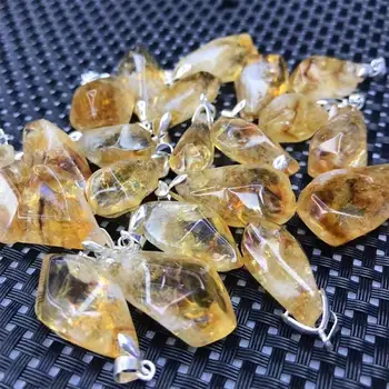 1 buc Naturale Brazilia Citrin Charm Pandantiv Cristale Neregulate Enegry Piatră Pentru DIY Bijuterii Pandantiv