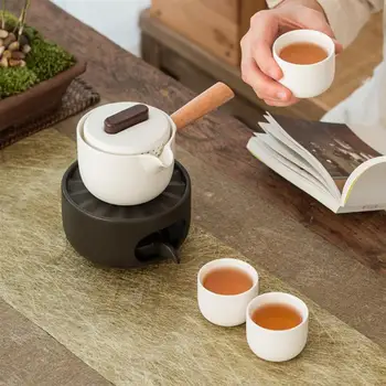 1 Set Ceainic Cald cu Lumanari Suport Ceramic Ceai Cald de Încălzire Fără Mâner