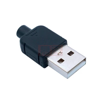 10 Seturi DIY USB 2.0 Conector Plug-in Un Tip de sex Masculin 4 Pin Ansamblul Adaptor Soclu de Lipit Tip Negru carcasa de Plastic Pentru Conexiune de Date