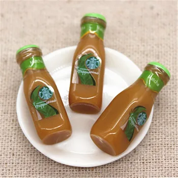 10buc Drăguț Rășină 3D Coffee Frappuccino Sticla Imitatie de Alimente bauturi Arta in Miniatura Alimentare DIY Decorare Farmec Ambarcațiuni,9*27mm