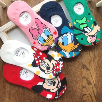 10Pair de Desene animate Drăguț Daisy Duck Mickey Minnie Barca Cotoon Ciorap Adulți Vara Șosete Invizibile Moda Ciorap Dimensiune 37-41 Femei Șosete