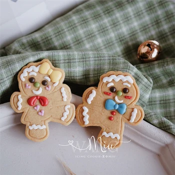 2 buc/Set Crăciun Gingerbread Man Forma Cookie Mucegai 3D Pressable Ștanțate în Relief Biscuit Freze Mucegai Bucătărie Drăguț Instrument de Copt
