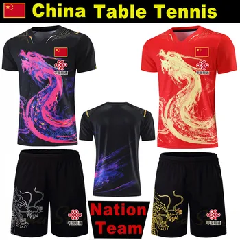 2021 CHINA Dragon Tenis de Masă Tricouri pantaloni Scurți Seturi Bărbați Femei Copii Seturi de Tenis de Masă Tricou costum de Haine Copii, Tricouri PingPong