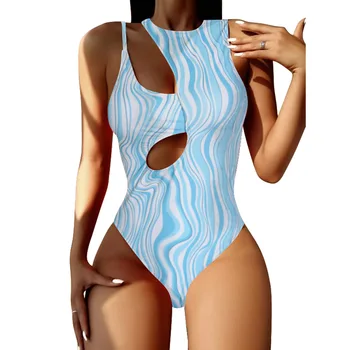 2021 Noi de Vara Neregulate Costume de baie Moda Hollow Sexy de Culoare Solidă dintr-O bucata costum de Baie