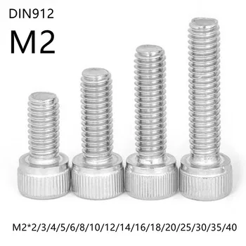 50pcs/lot DIN912 M2*3/4/5/6/8/10/12/14/16/20/22/25/30 M2 din oțel Inoxidabil 304 hex socket cap șurub cu cap
