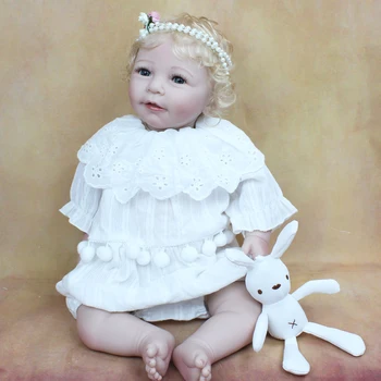 55 CM Silicon Moale Renăscut Lisa Baby Girl Papusa Jucărie Realiste Pânză Corpul Realist Înrădăcinate Părul Blond Printesa Copilul Bebe Cadou