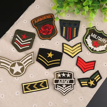 Aur haine dantelă broderie patch-uri insigne militare fier epoleti pe haine stea cu cinci colțuri air force pânză autocolante