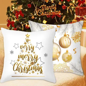 Aur Negru Capac Pernă De Crăciun Fulg De Nea Față De Pernă Crăciun Fericit Decor Pentru Acasa Craciun Ornament Natale, Navidad Noel