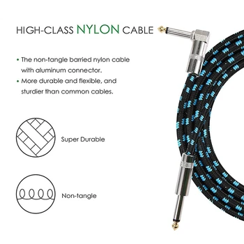 AWG22 10 Picior Poarta de Zgomot Cablu pentru Chitara Electrica Cablu Linie de Bas Împletite 90% Ecranat 6,35 mm Dreaptă și Unghi Linie