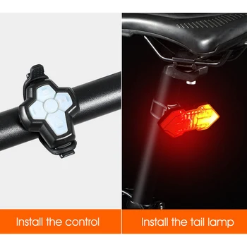Biciclete Lumina de Semnalizare la Distanță fără Fir LED Noapte de Echitatie de Avertizare Încărcare rezistent la apa Stop MTB Indicatoare de Direcție 5 Moduri