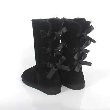 Calitate Top Moda de Iarnă Bowknot din Piele de Înaltă Femeie Cizme de Zapada Gros de Pluș în Interiorul Pantofi pentru Femei Pantofi de Cald