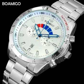 Ceasuri barbati brand de top de moda cuarț ceas BOAMIGO casual oțel auto data ceasuri 2020 fierbinte cadou ceasuri relogio masculino