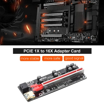 Cele mai noi TISHRIC LED-uri PCI-E Coloană 009S Plus GPU PCIE card PCI E X16 PCI Express 6pini la SATA 1X 16X USB3.0 Pentru Mineritul Cu Placa Video