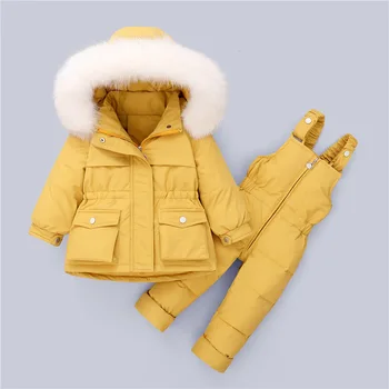 Copii Haina De Blană Cu Glugă Băiat Copil Salopete, Costume De Iarna Pentru Fete Jos Jacheta Haina Cald Pantaloni Copii Snowsuit Salopeta Fete De Îmbrăcăminte