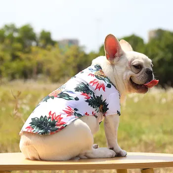 Câinele Tipărite Tricou de Vară Stil Hawaiian Pisică Câine Haine Mici și Mijlocii Câini Chihuahua Bulldog francez de Haine pentru Câini T-shirt XS-XXL