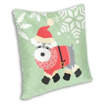 De Lux Miniature Schnauzer Crăciun Moș Crăciun Canapea Pernă Moale Drăguț Pui De Câine Arunca Pernă Decorative Acasă