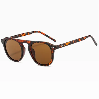 Elbru Vintage Rotund ochelari de Soare Femei Simplu Moda Leopard Jelly Culoare Clar Umbrelă de soare UV400 protecție Bărbați Ochelari de Soare de Conducere