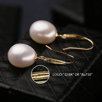 FENASY aur de 18k cercei bijuterii perla, Antialergic 18K Aur Adevărat picătură cercei Pentru Femeile Noua Moda cercei lungi