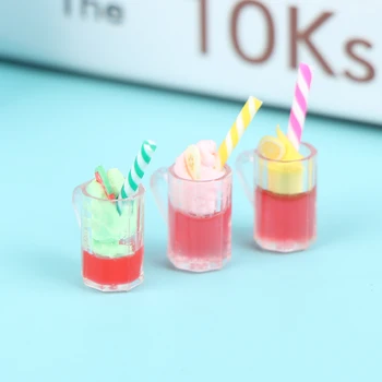 Fierbinte！1:12 Miniatură Păpuși Suc De Pepene Verde Înghețată Mini Bea Paie Cupa Modelul Mini Alimente Papusa Accesorii Se Potrivesc Casă De Joacă Jucărie