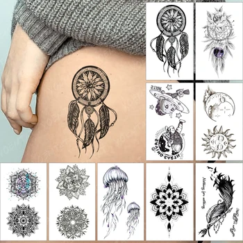 Impermeabil Tatuaj Temporar Autocolant Henna Mandala Flash Tatuaj Flori Dreamcatcher Braț Încheietura Mâinii Fals Tatuaj De Arta Corp Femei Bărbați