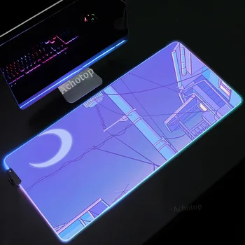 Kawaii Peisaj Roz Mari Mouse Pad PC Gamer Calculator Teclado Anime Jocuri Mat Mari Mouse Pad RGB Tastaturi Luminos Birou Mat