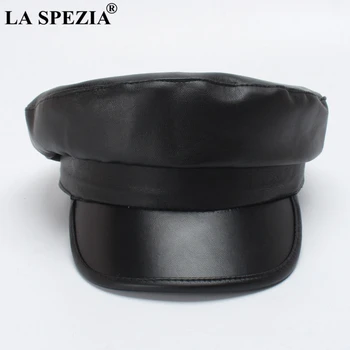 LA SPEZIA 2021 Capac Militare Femei din Piele Armatei Capac Negru Casual Căpitani Pălărie Duckbill Ivy Doamnelor Solid Toamna Iarna Pălării de Marinar