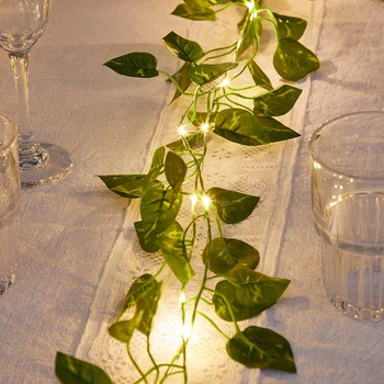 Lumini Emulational Verde De Mărar, Frunze De Viță De Vie Begonia Benzi Decorative Din Sârmă De Cupru Rana De Iluminat Lanț