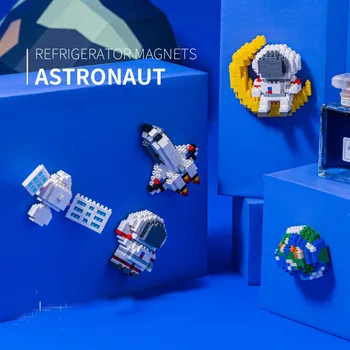 Micro Spațiu Serie de Bloc Autocolante DIY Pământului prin Satelit, serviciu de Transfer Astronaut Clădire din Cărămidă Jucarii Pentru Copii Cadouri