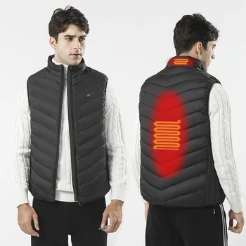 Noi 13 Locuri Încălzite Vesta Bărbați Femei Usb Încălzit Jacheta de Încălzire Termică Îmbrăcăminte de Vânătoare de Moda de Iarnă Căldură Sacou Negru 5XL 6XL