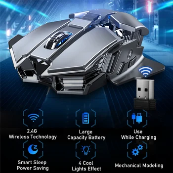 Noi SC300 2.4 G Mouse Wireless Reîncărcabilă 4-Culoare RGB Mouse de Gaming Auto-sensing de Somn Inteligent Ergonomic Optica pentru Windows, MacOS