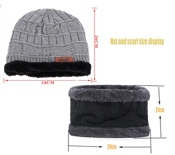 Noul Brand Solid de Culoare Knit Beanie Hat pentru Bărbați Pălării de Iarnă Băiat de Cald, Plus Catifea Îngroșa Capac de Acoperire Chelioși Lână Os de sex Masculin