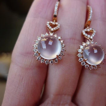 Noul design de diamant dragoste naturale de calcedonie ou rotund cercei elegant farmec creativ retro feminin bijuterii de argint