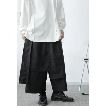 Pantaloni pentru bărbați primăvara și toamna stil asimetric nouă minute pantaloni barbati casual pantaloni mari yamamoto stil negru