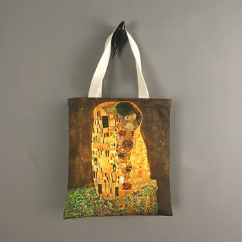 Picturi Klimt sarutul sub sac de panza de proiectare contractate, genți de mână de mare capacitate din pomul vieții
