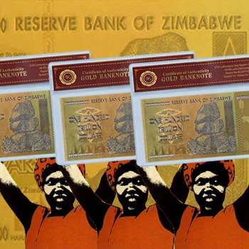 Placat cu aur Zimbabwe O Sută de Trilioane de Dolari în Aur a Bancnotelor Placat cu Aur Cu COA Fals Bani de Hârtie Pentru Colectarea Cadou