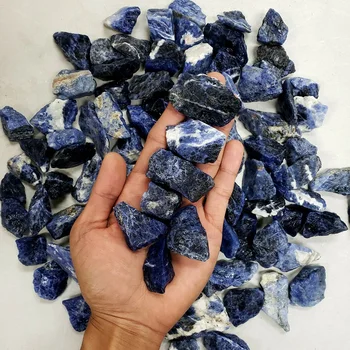 Prime Albastru Sodalit Cristal Natural Sodalit Pietre Brute, Pietre Energetice Minerale Decor Acasă