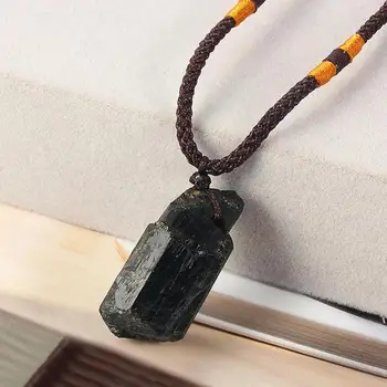 Real Chineză Manopera Naturale Obsidian Negru Sculptate Colier cu Amuleta Norocoasă Bijuterii Pandantiv Avere de Moda Q1K5