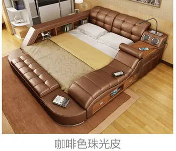 Real, piele naturala cadru de pat Moderne, Paturi Moi Acasă Mobilier de Dormitor camas aprins muebles de dormitorio yatak mobilya quarto bett