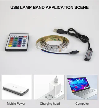 RGB LED Strip 5V Usb Funie de Lumină de Bandă Pentru PC TV DIY pentru Decorarea smd2835 rezistent la apa lumina Cu Telecomanda 24 Taste