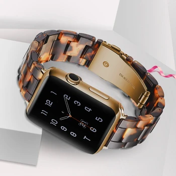 Rășină Curea Compatibil cu Apple watch 7 6 5 4 SE 44mm 40mm Femeie de Înlocuire brățară de curea pentru iwatch 3 2 38mm 42mm trupa de Metal