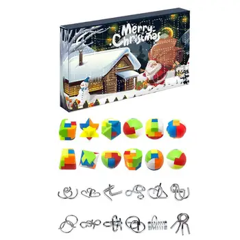 Sârmă de Metal și Plastic Puzzle-uri Calendar Advent 2021 Crăciun Calendar Numărătoarea inversă de Crăciun Cadou Caseta cu 24 de Pc Magic Teaser Creier Jucărie