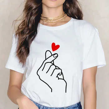 Vara Harajuku Grafic T-shirt Femei Degetul Dragoste Print T-shirt Retro T-shirt Short Sleeve Top Femei