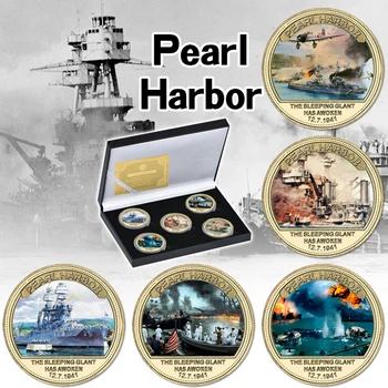 WR 80 de ani de la Atacul de la Pearl Harbor Aur Monedă Comemorativă Stabilite În Moneda Titularul Armatei SUA Moneda Militare Suvenir