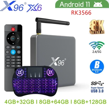 Reducere X96 x6 android box ram 128gb rom rk3566 8k hd mimo 2.4 g/5g wifi 1000m 4gb, 32gb bt voce smart tv box media player | en-gros ~