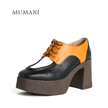 Reducere Mumani femeie 2021 nou pătrat pantofi toc din piele tocuri platforma toc gros pompe retro deget la picior pătrat doamna încălțăminte | pentru femei ~ Confortresidenceploiesti.ro